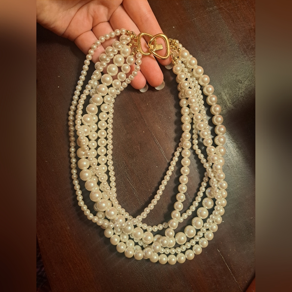 Ebay 6 strand pearl layered choker necklace